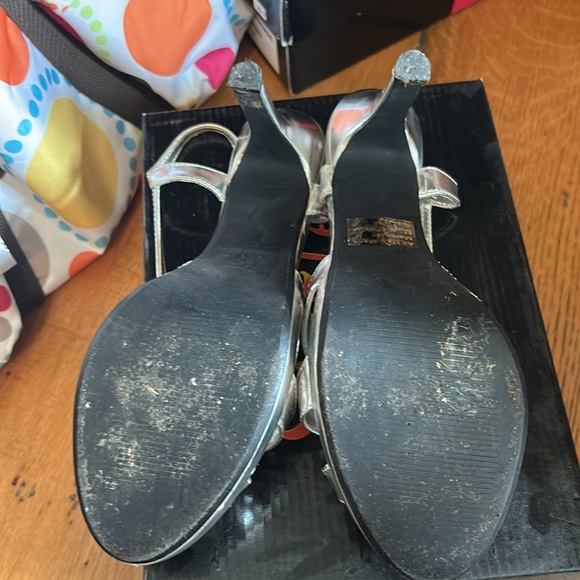 Silver Strappy Women's Heels - Picture 2 of 3